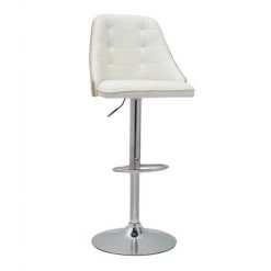 MILIBOO Tabouret De Bar Relevable Blanc Et Bois Clair FLUFFY - Bois Clair / Blanc -France MILIBOO Soldes 2022 67441810 2