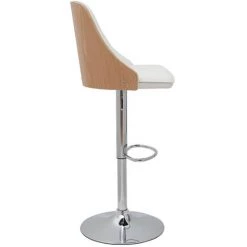 MILIBOO Tabouret De Bar Relevable Blanc Et Bois Clair FLUFFY - Bois Clair / Blanc -France MILIBOO Soldes 2022 67441810 3