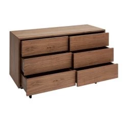 MILIBOO Commode Vintage 6 Tiroirs Noyer Et Métal L120 Cm MANNY - Noyer -France MILIBOO Soldes 2022 67444469 3