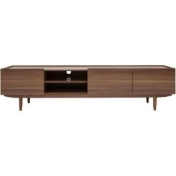 MILIBOO Meuble TV Avec Portes En Bois Foncé L180 Cm SANAA - Noyer