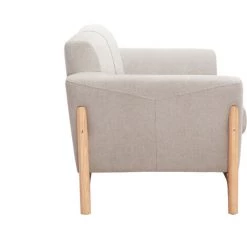 MILIBOO Canapé Scandinave 2 Places En Tissu Effet Velours Texturé Beige Et Frêne ASAKO - Beige Velours -France MILIBOO Soldes 2022 67712648 3