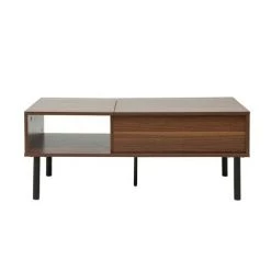 MILIBOO Table Basse Relevable En Bois Foncé Et Métal L100 Cm KANE - Noyer
