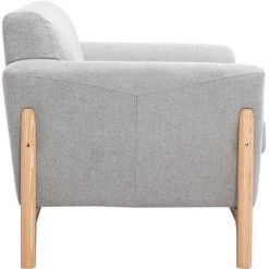 MILIBOO Fauteuil Scandinave En Tissu Effet Velours Texturé Gris Clair Et Frêne ASAKO - Gris Clair Velours -France MILIBOO Soldes 2022 67712891 3