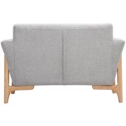 MILIBOO Fauteuil Scandinave En Tissu Effet Velours Texturé Gris Clair Et Frêne ASAKO - Gris Clair Velours -France MILIBOO Soldes 2022 67712891 4