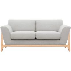 MILIBOO Canapé Scandinave 2 Places En Tissu Effet Velours Texturé Gris Clair Et Frêne ASAKO - Gris Clair Velours