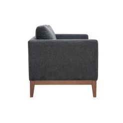 MILIBOO Canapé 2 Places En Tissu Effet Velours Texturé Gris Foncé Et Bois Foncé SHIRO - Gris Velours -France MILIBOO Soldes 2022 67817391 3