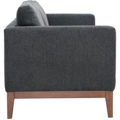 MILIBOO Canapé 3 Places En Tissu Effet Velours Texturé Gris Foncé Et Bois Foncé SHIRO - Gris Velours -France MILIBOO Soldes 2022 67817398 3