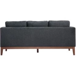 MILIBOO Canapé 3 Places En Tissu Effet Velours Texturé Gris Foncé Et Bois Foncé SHIRO - Gris Velours -France MILIBOO Soldes 2022 67817398 4