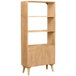 MILIBOO Bibliothèque Gravée En Manguier Massif RUBIA - Naturel -France MILIBOO Soldes 2022 68691600 3