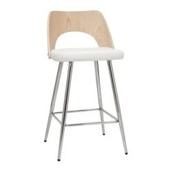 MILIBOO Tabourets De Bar Design Bois Et Blanc H66.5 (lot De 2) FALCOM - Bois Clair / Blanc -France MILIBOO Soldes 2022 68691601 3
