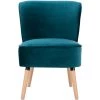 MILIBOO Fauteuil En Velours Bleu Pétrole Et Bois Clair KAHLO - Bleu Pétrole Velours -France MILIBOO Soldes 2022 68691603 1