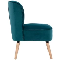 MILIBOO Fauteuil En Velours Bleu Pétrole Et Bois Clair KAHLO - Bleu Pétrole Velours -France MILIBOO Soldes 2022 68691603 3