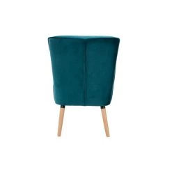 MILIBOO Fauteuil En Velours Bleu Pétrole Et Bois Clair KAHLO - Bleu Pétrole Velours -France MILIBOO Soldes 2022 68691603 4