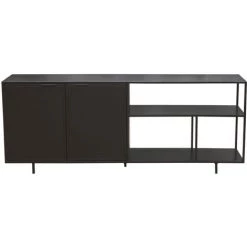 MILIBOO Buffet Industriel Métal Noir 2 Portes L180 Cm KARL - Noir