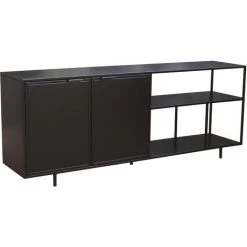 MILIBOO Buffet Industriel Métal Noir 2 Portes L180 Cm KARL - Noir -France MILIBOO Soldes 2022 68691605 3