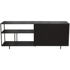 MILIBOO Buffet Industriel Métal Noir 2 Portes L180 Cm KARL - Noir -France MILIBOO Soldes 2022 68691605 4