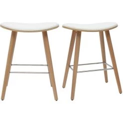 MILIBOO Tabourets De Bar Bois Clair Et Blanc H65 Cm (lot De 2) MEADOW - Bois Clair / Blanc