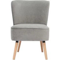 MILIBOO Fauteuil En Velours Gris Clair Et Bois Clair KAHLO - Gris Clair Velours