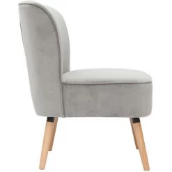 MILIBOO Fauteuil En Velours Gris Clair Et Bois Clair KAHLO - Gris Clair Velours -France MILIBOO Soldes 2022 68691611 3
