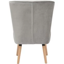 MILIBOO Fauteuil En Velours Gris Clair Et Bois Clair KAHLO - Gris Clair Velours -France MILIBOO Soldes 2022 68691611 4