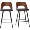 MILIBOO Tabourets De Bar Design Noir Et Noyer H66.5 (lot De 2) FALCOM - Noyer / Noir -France MILIBOO Soldes 2022 68691621 1