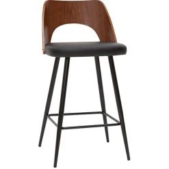 MILIBOO Tabourets De Bar Design Noir Et Noyer H66.5 (lot De 2) FALCOM - Noyer / Noir -France MILIBOO Soldes 2022 68691621 3