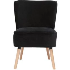 MILIBOO Fauteuil En Velours Noir Et Bois Clair KAHLO - Noir Velours