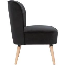 MILIBOO Fauteuil En Velours Noir Et Bois Clair KAHLO - Noir Velours -France MILIBOO Soldes 2022 68691625 3