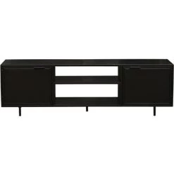MILIBOO Meuble TV Industriel Noir Avec 2 Portes L150 Cm KARL - Noir