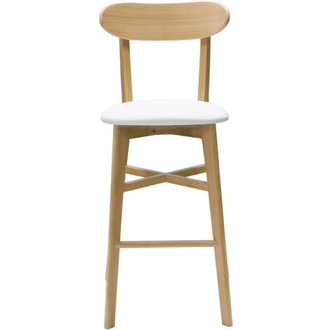 MILIBOO Tabouret De Bar Vintage Bois Clair Et Blanc H75 Cm DOVE - Blanc 3 MILIBOO Tabouret De Bar Vintage Bois Clair Et Blanc H75 Cm DOVE - Blanc