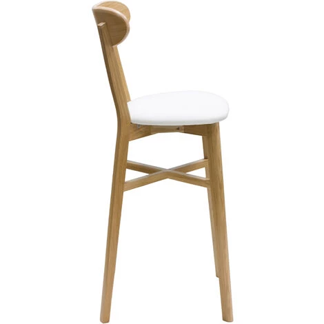 MILIBOO Tabouret De Bar Vintage Bois Clair Et Blanc H75 Cm DOVE - Blanc 5 MILIBOO Tabouret De Bar Vintage Bois Clair Et Blanc H75 Cm DOVE - Blanc – Image 3