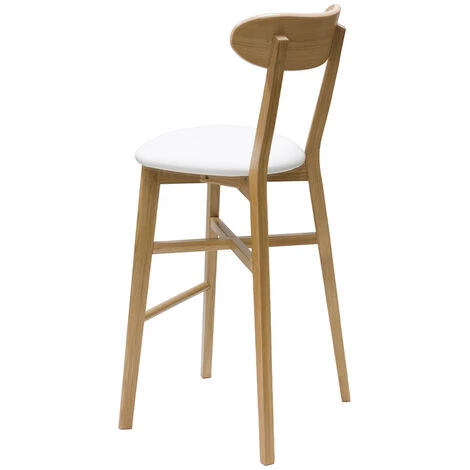 MILIBOO Tabouret De Bar Vintage Bois Clair Et Blanc H75 Cm DOVE - Blanc 6 MILIBOO Tabouret De Bar Vintage Bois Clair Et Blanc H75 Cm DOVE - Blanc – Image 4