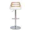 MILIBOO Tabouret De Bar Relevable Design Blanc Et Chêne PERNIK - Bois Clair / Blanc -France MILIBOO Soldes 2022 69017886 1