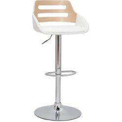 MILIBOO Tabouret De Bar Relevable Design Blanc Et Chêne PERNIK - Bois Clair / Blanc -France MILIBOO Soldes 2022 69017886 2