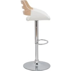 MILIBOO Tabouret De Bar Relevable Design Blanc Et Chêne PERNIK - Bois Clair / Blanc -France MILIBOO Soldes 2022 69017886 3
