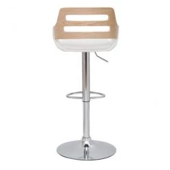 MILIBOO Tabouret De Bar Relevable Design Blanc Et Chêne PERNIK - Bois Clair / Blanc -France MILIBOO Soldes 2022 69017886 4