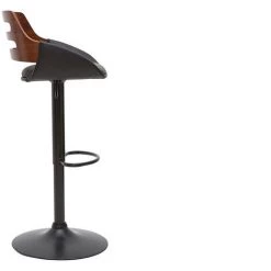 MILIBOO Tabouret De Bar Relevable Design Noir Et Noyer PERNIK - Noyer / Noir -France MILIBOO Soldes 2022 69017931 3