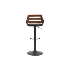 MILIBOO Tabouret De Bar Relevable Design Noir Et Noyer PERNIK - Noyer / Noir -France MILIBOO Soldes 2022 69017931 4