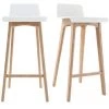 MILIBOO Tabourets De Bar Scandinaves Blancs Et Bois Clair H75 Cm (lot De 2) BALTIK - Blanc -France MILIBOO Soldes 2022 69017932 1