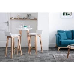 MILIBOO Tabourets De Bar Scandinaves Blancs Et Bois Clair H75 Cm (lot De 2) BALTIK - Blanc -France MILIBOO Soldes 2022 69017932 5