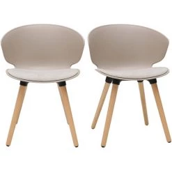 MILIBOO Chaises Design Taupe Et Bois Clair (lot De 2) WING - Taupe