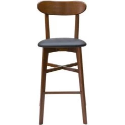 MILIBOO Tabouret De Bar Vintage Noyer Et Noir H75 Cm DOVE - Noir