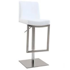 MILIBOO Tabourets De Bar Relevables Blanc Et Acier Chromé (lot De 2) KYLE - Blanc -France MILIBOO Soldes 2022 69018371 3