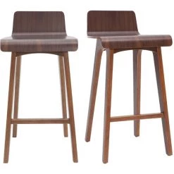 MILIBOO Tabourets De Bar Scandinaves Noyer H65 Cm (lot De 2) BALTIK - Noyer