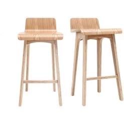 MILIBOO Tabourets De Bar Scandinaves Bois Clair H65 Cm (lot De 2) BALTIK - Bois Clair / Blanc