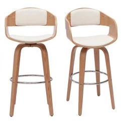MILIBOO Tabourets De Bar Scandinaves Pivotants 360° En Bois Clair H67 Cm GAO - Bois Clair / Blanc