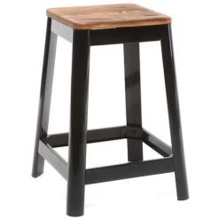 MILIBOO Tabourets De Bar Industriels En Métal Noir Et Bois H65 Cm (lot De 2) NICK - Noir -France MILIBOO Soldes 2022 69280734 3