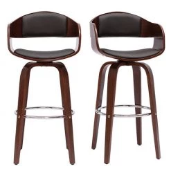 MILIBOO Tabourets De Bar Vintage Pivotants 360° Noyer H67 Cm GAO - Noyer / Noir