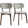 MILIBOO Chaises Scandinaves En Bois Foncé Et Tissu Gris (lot De 2) FAUVETTE - Noyer