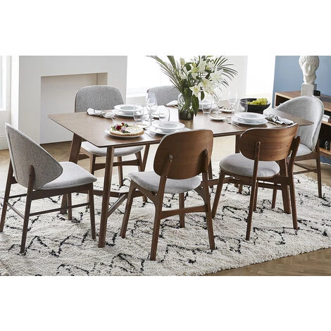 MILIBOO Chaises Scandinaves En Bois Foncé Et Tissu Gris (lot De 2) FAUVETTE - Noyer 7 MILIBOO Chaises Scandinaves En Bois Foncé Et Tissu Gris (lot De 2) FAUVETTE - Noyer – Image 5